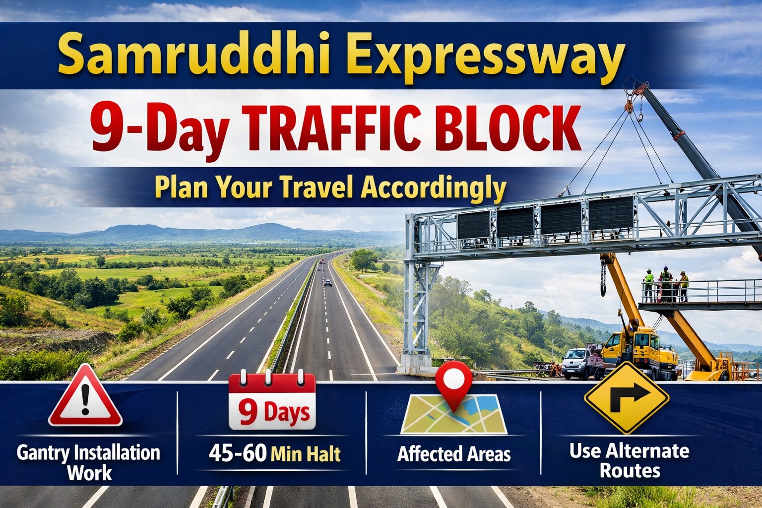 समृद्धि महामार्ग पर 9 दिनों का ट्रैफिक ब्लॉक - NewsNation Online समृद्धि महामार्ग पर 9 दिनों का ट्रैफिक ब्लॉक