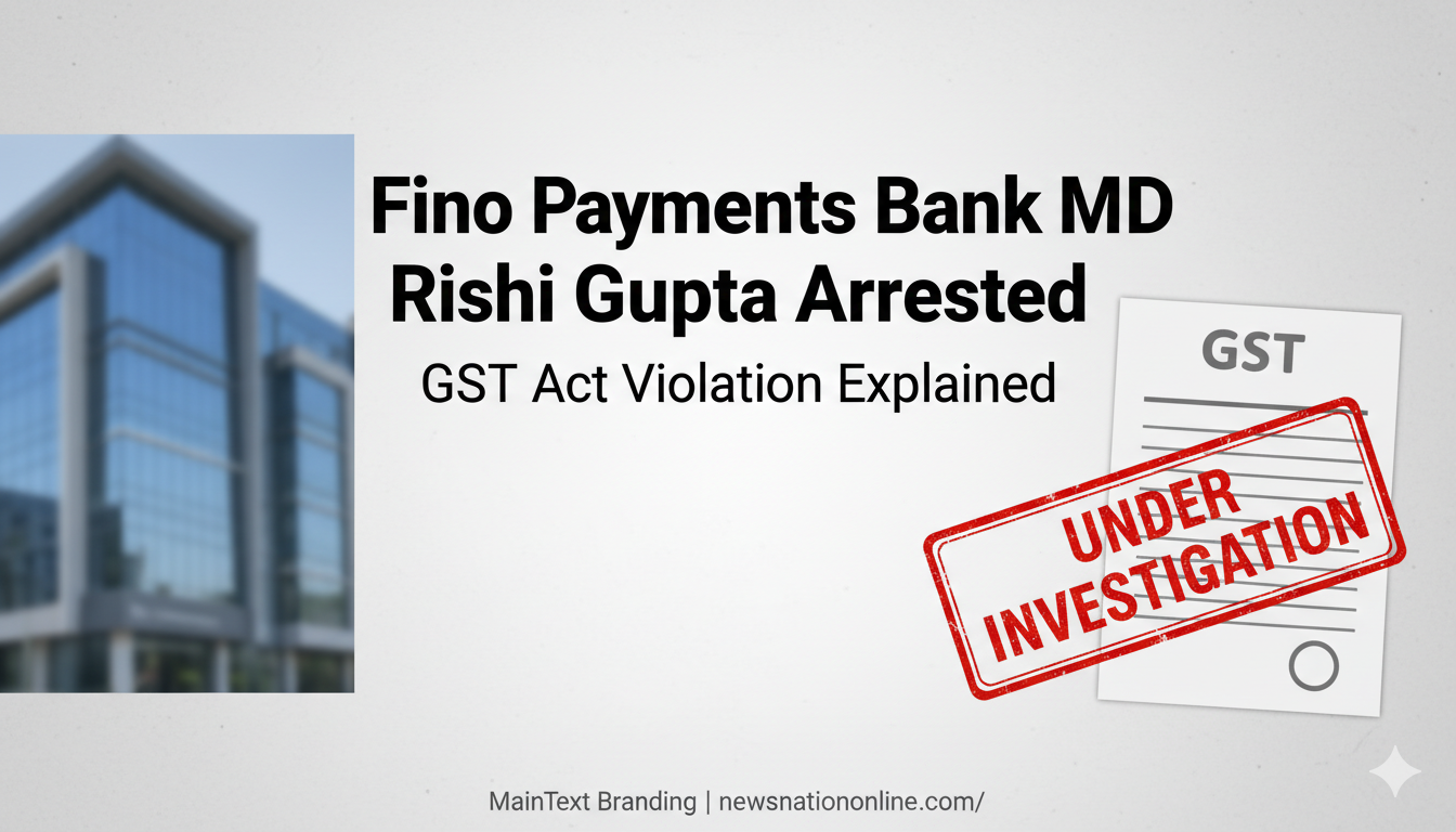 Fino Payments Bank MD Rishi Gupta Arrested News Cover - NewsNation Online Fino Payments Bank MD Rishi Gupta Arrested in GST Act Violation Case