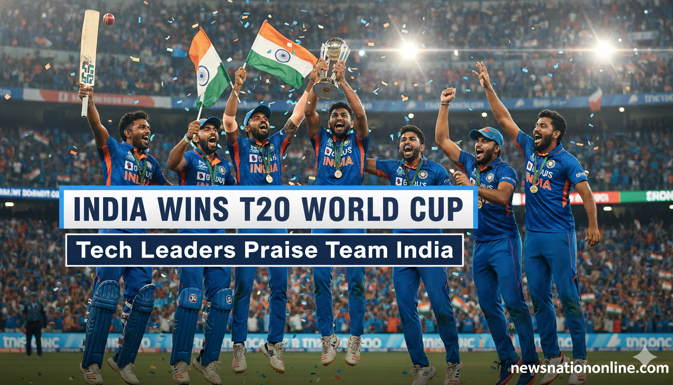 India T20 World Cup Win celebration with Indian cricket team players and fans celebrating victory