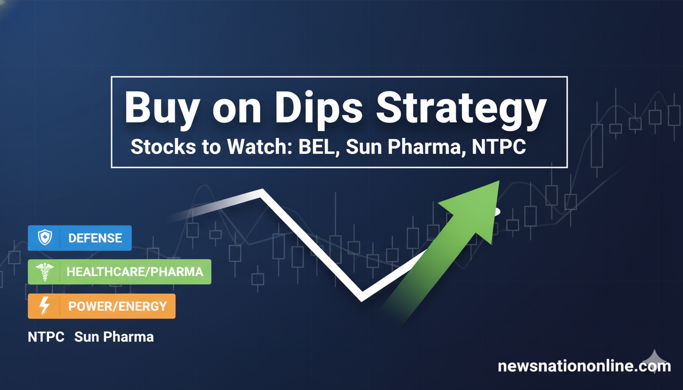 Buy on Dips Strategy highlighting Bharat Electronics Sun Pharma and NTPC stocks