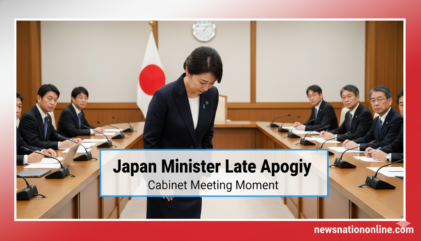 Tokyo Japan Cabinet Meeting Late Apology 2026 minister apologizing after arriving late to meeting