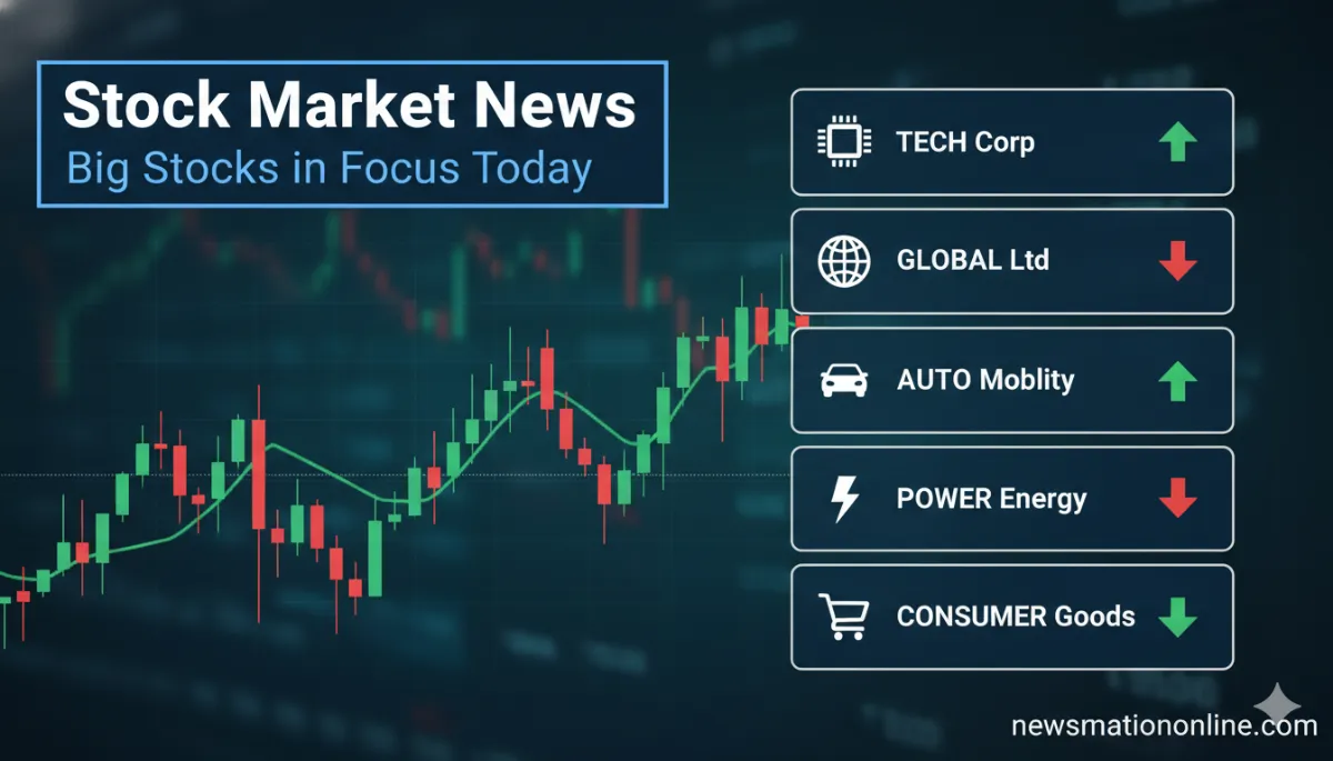 stock market news showing movement in large cap stocks