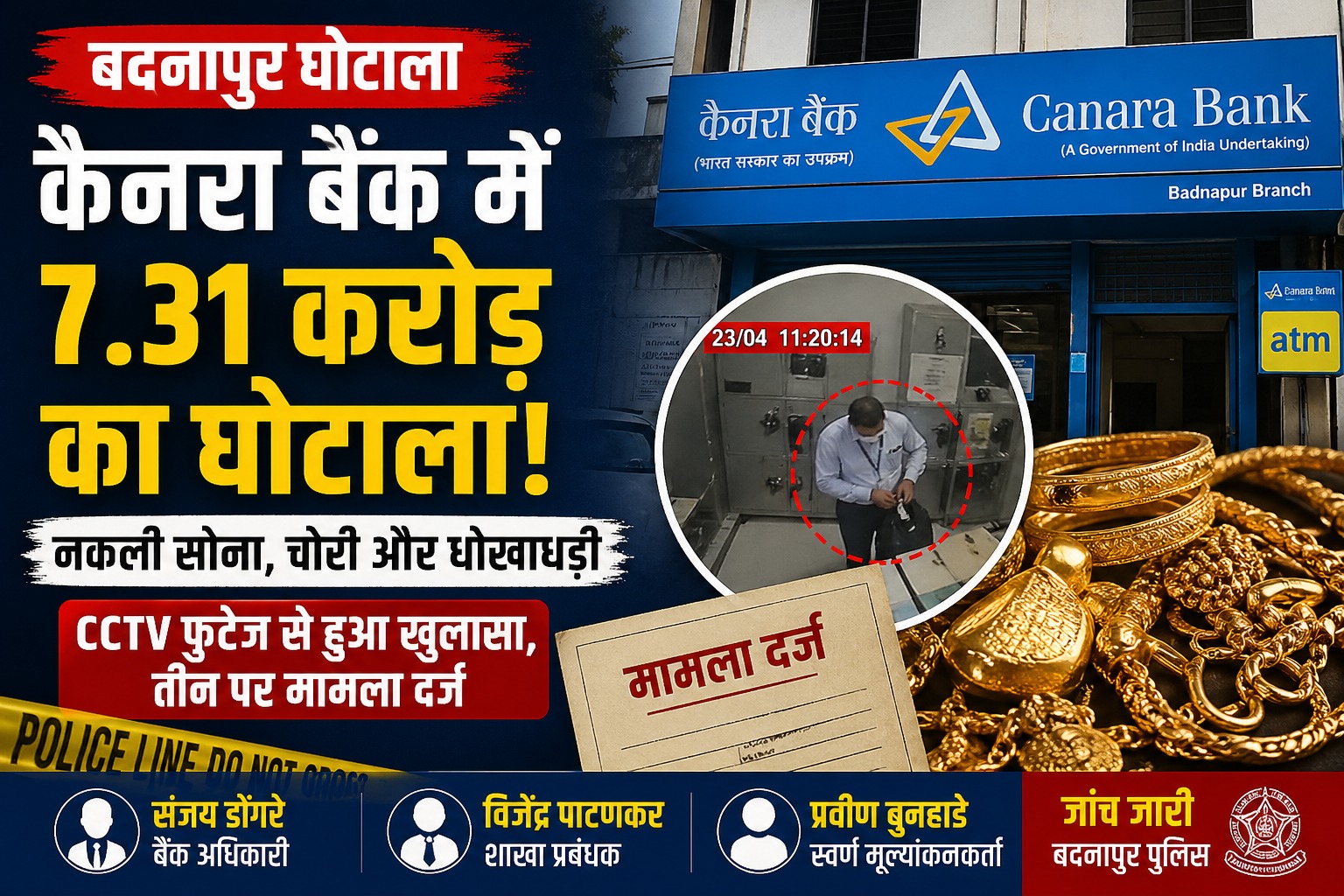 बदनापुर कैनरा बैंक 7.31 करोड़ घोटाला