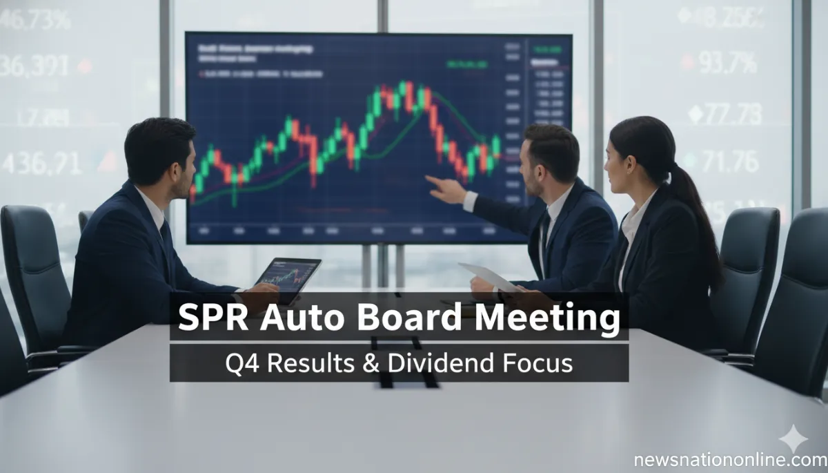 SPR Auto board meeting announcement with stock market charts and business discussion