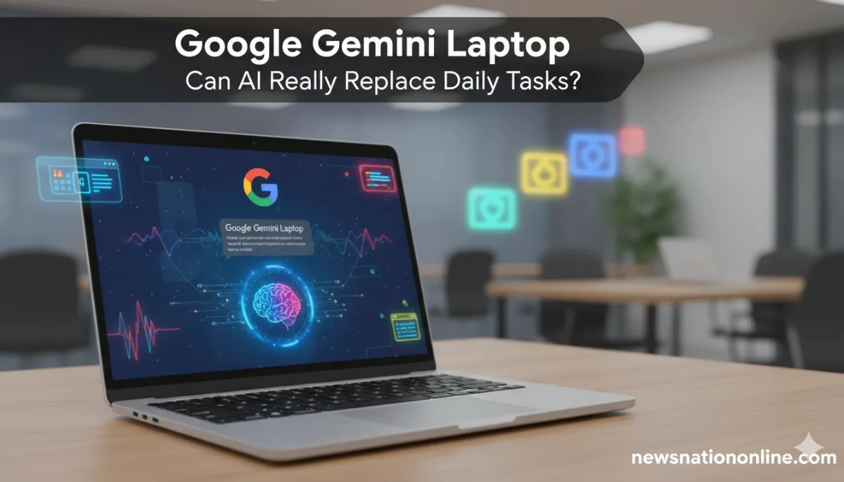 Google Gemini AI working on a laptop screen with modern AI assistant interface