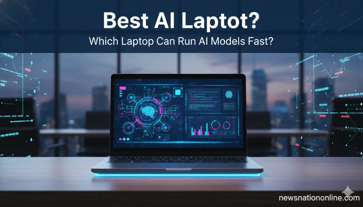 Best AI Laptop with machine learning and coding interface on futuristic laptop screen
