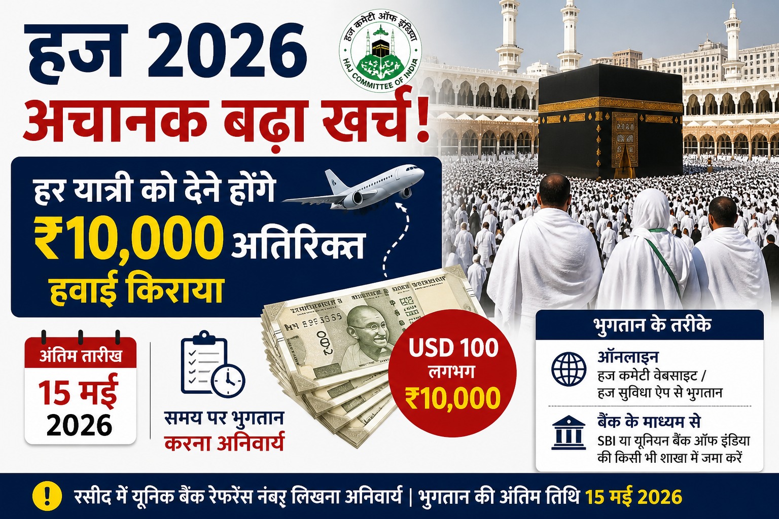 हज 2026 अतिरिक्त हवाई किराया ₹10,000
