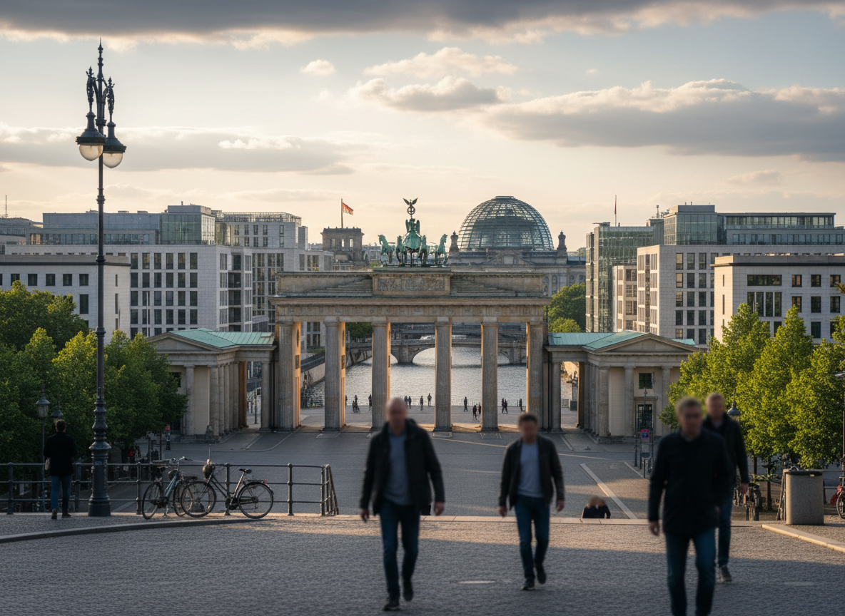 Berlin skyline and Brandenburg Gate in Germany