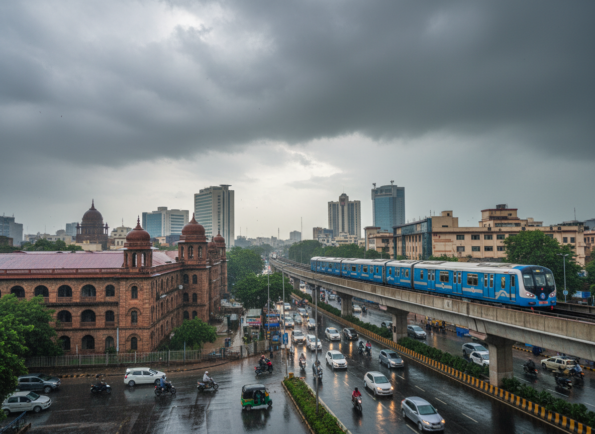 Pune city skyline, metro and urban roads in Maharashtra
