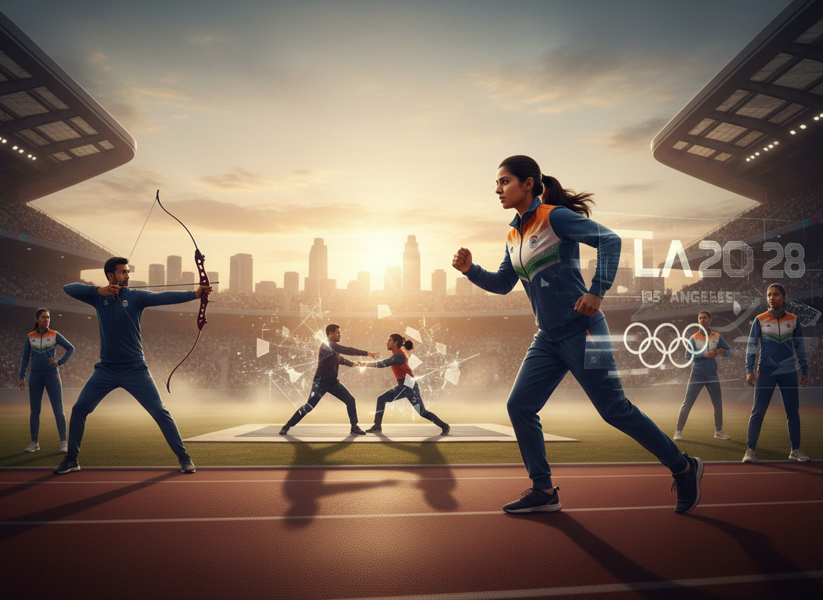 Asian Games 2026 - 40896 - NewsNation Online नागोया 2026 से LA 2028 की तैयारी की ओर बढ़ते भारतीय खिलाड़ियों का प्रतीकात्मक दृश्य
