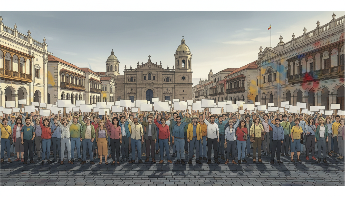 Illustration of peaceful demonstrations in a Colombian city