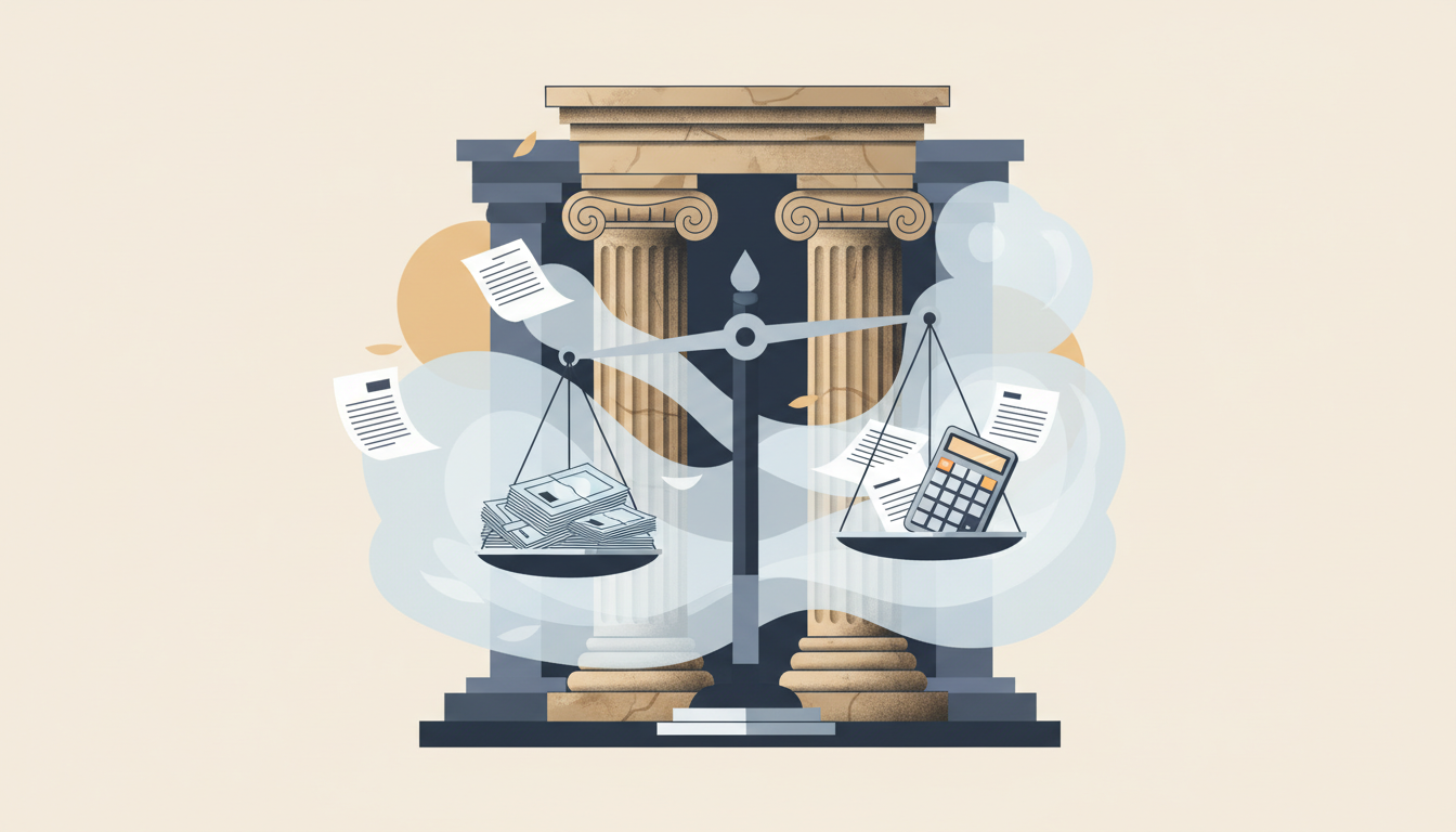 Illustration representing Colombia peace court budget debate