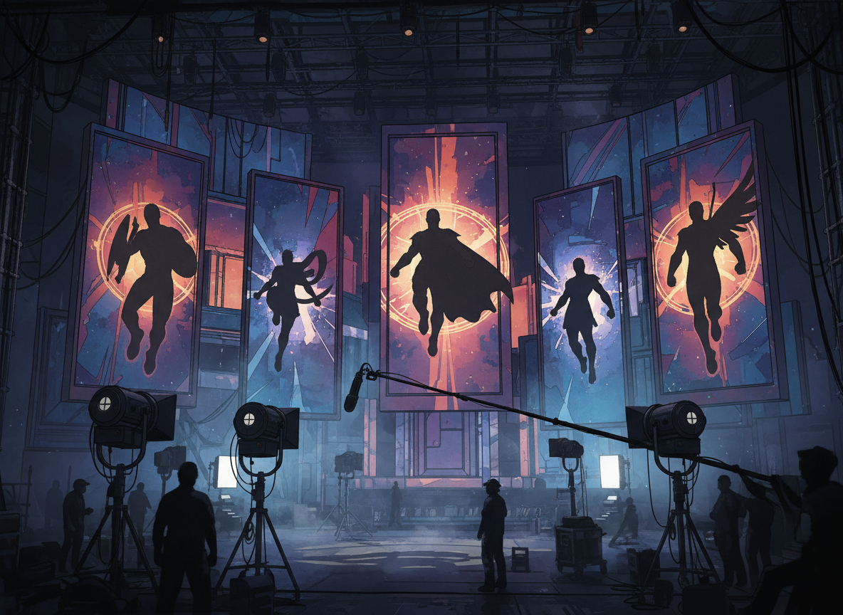 Comic book film studio illustration