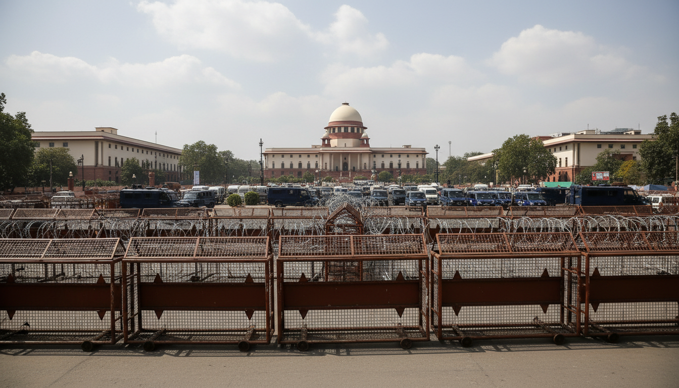 Delhi opposition march security illustration