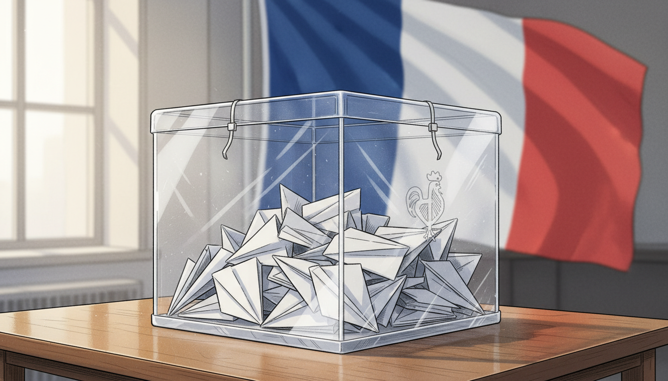French election ballot box and national flag