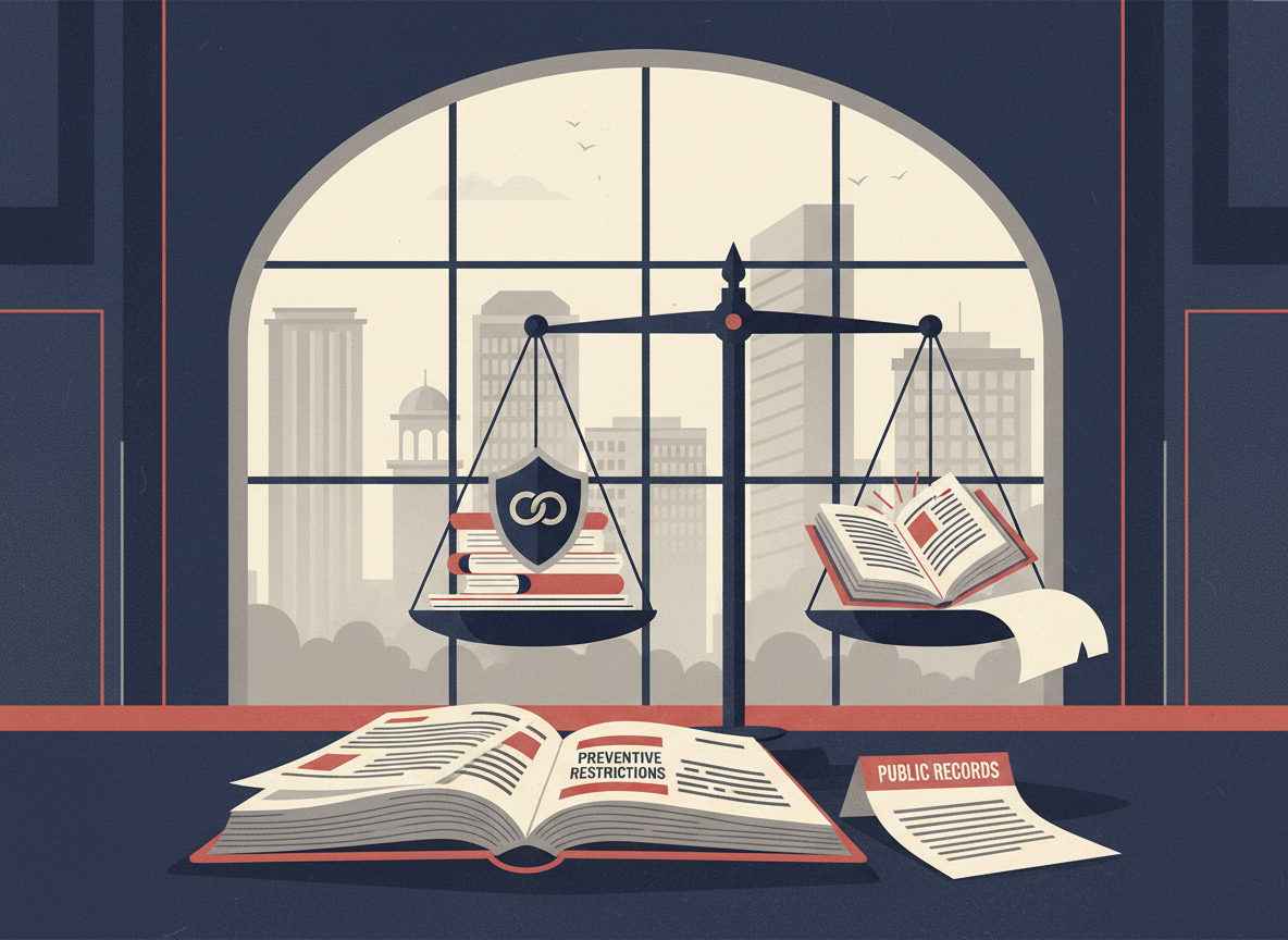 Editorial illustration symbolizing public records and civic debate in Jalna.