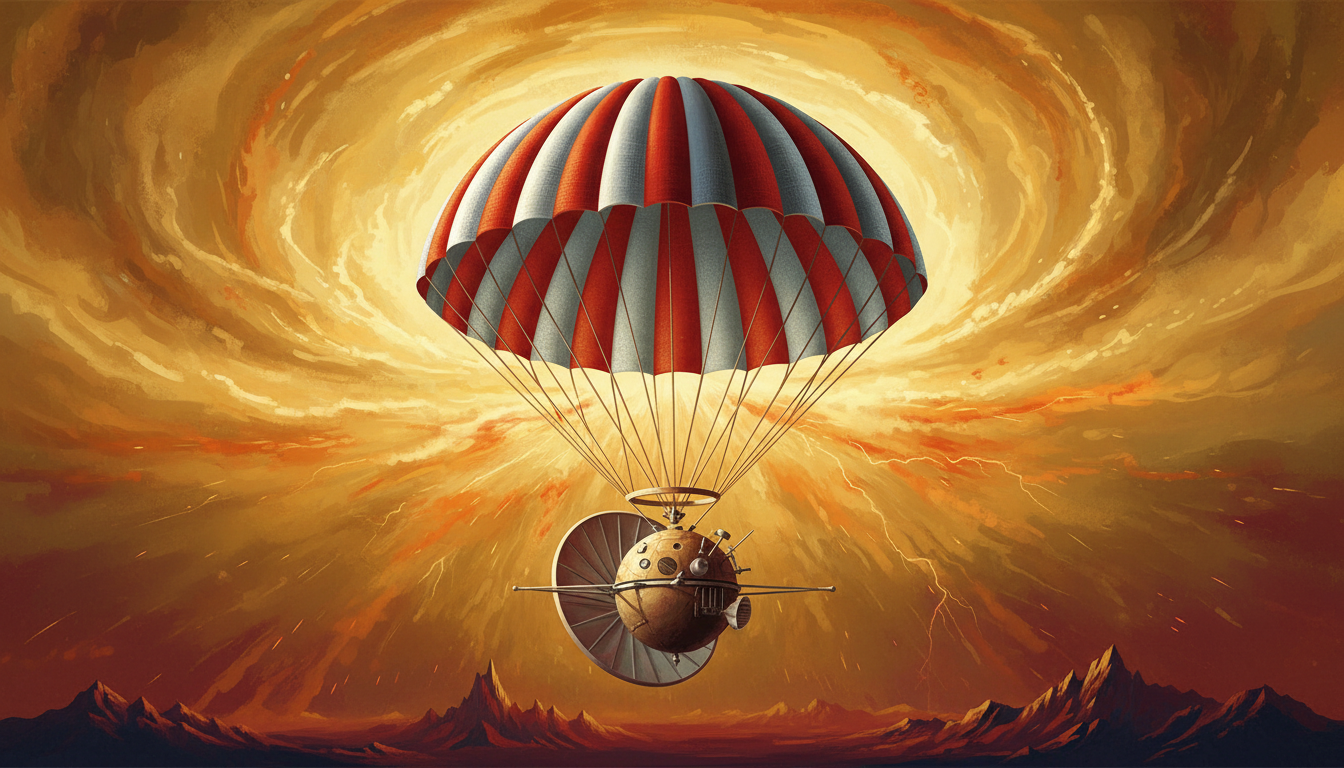 October 18 English history Venera 4 illustration - NewsNation Online Illustration of the Venera 4 spacecraft descending into Venus's atmosphere in 1967