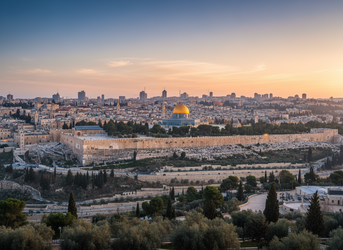 Respectful wide editorial photograph-style view of Jerusalem Old - NewsNation Online Jerusalem Old City and Al-Aqsa compound skyline