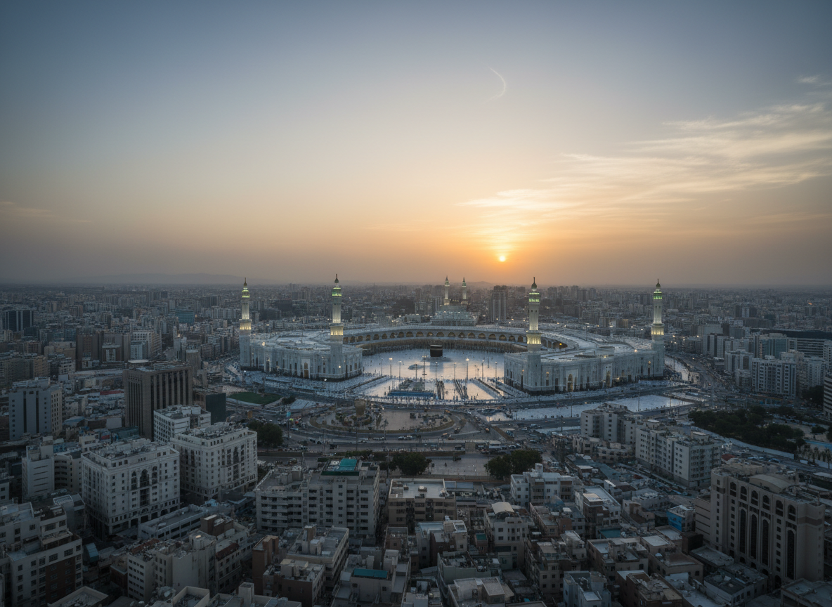 Respectful wide exterior-inspired view of the Grand Mosque - NewsNation Online Makkah city and Grand Mosque area