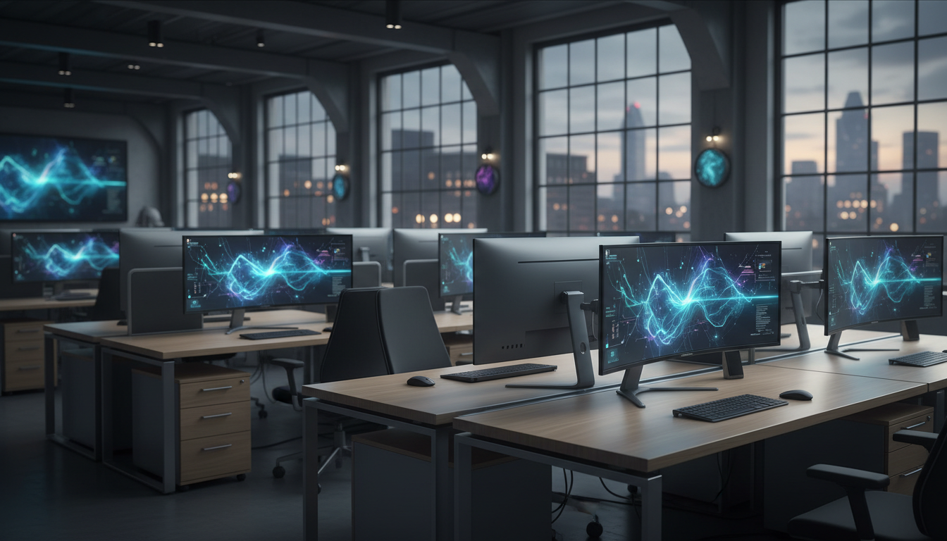 AI and software workstation representing UK digital careers