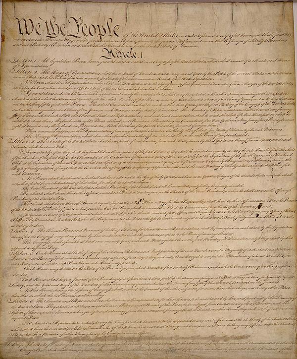 First page of the United States Constitution