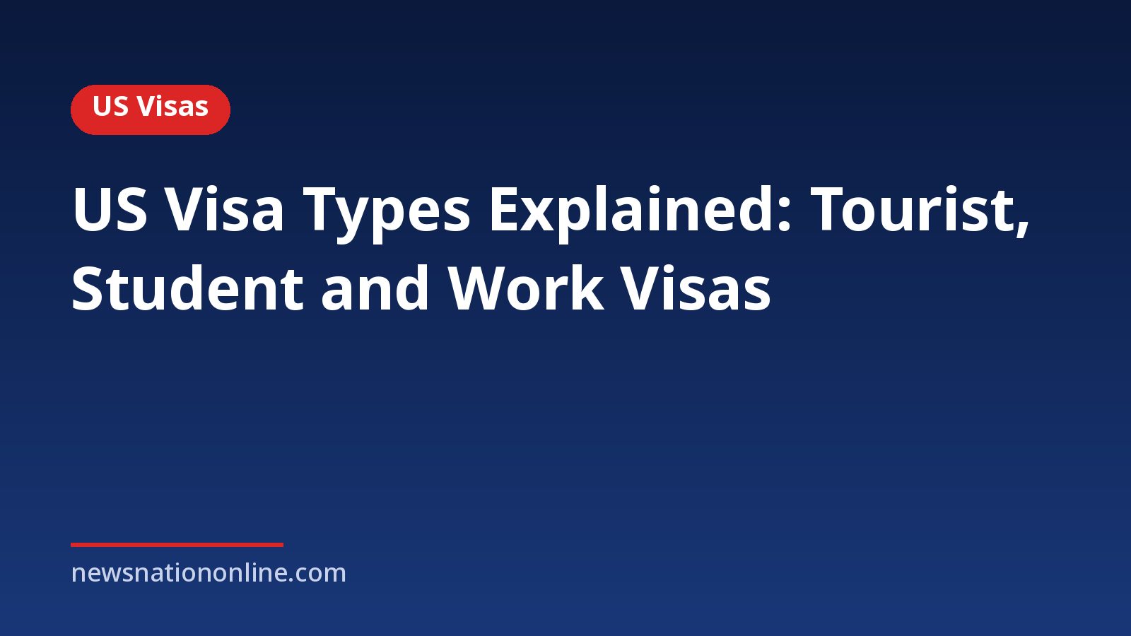 Headline card: US Visa Types Explained: Tourist, Student and Work Visas