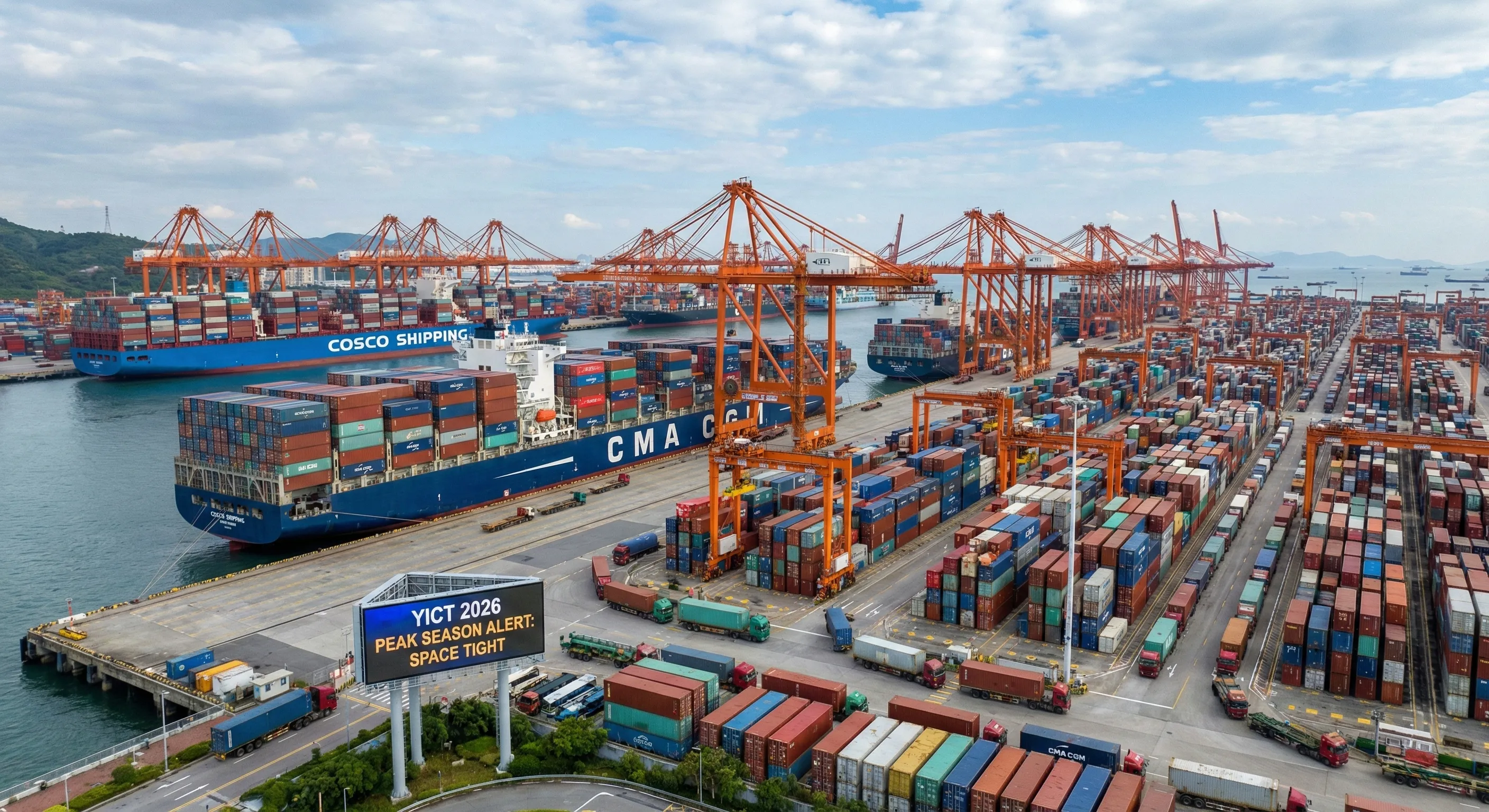 Container ships and logistics operations at Yantian Port in China