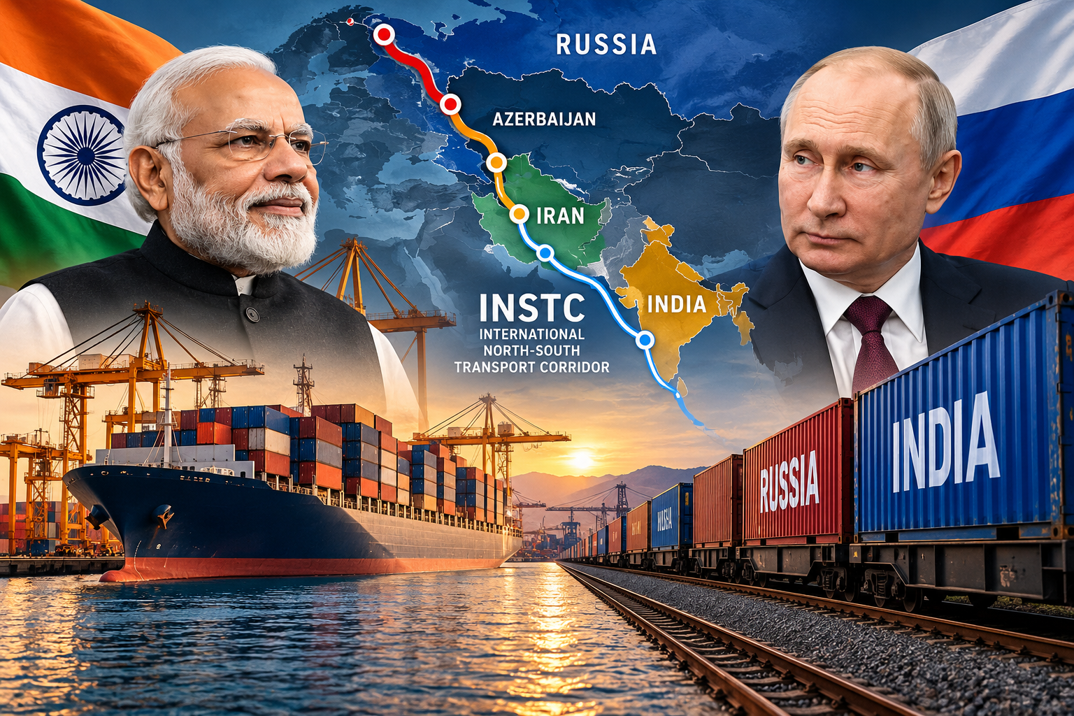 India-Russia INSTC Trade Corridor - NewsNation Online Putin India Russia trade INSTC International North-South Transport Corridor