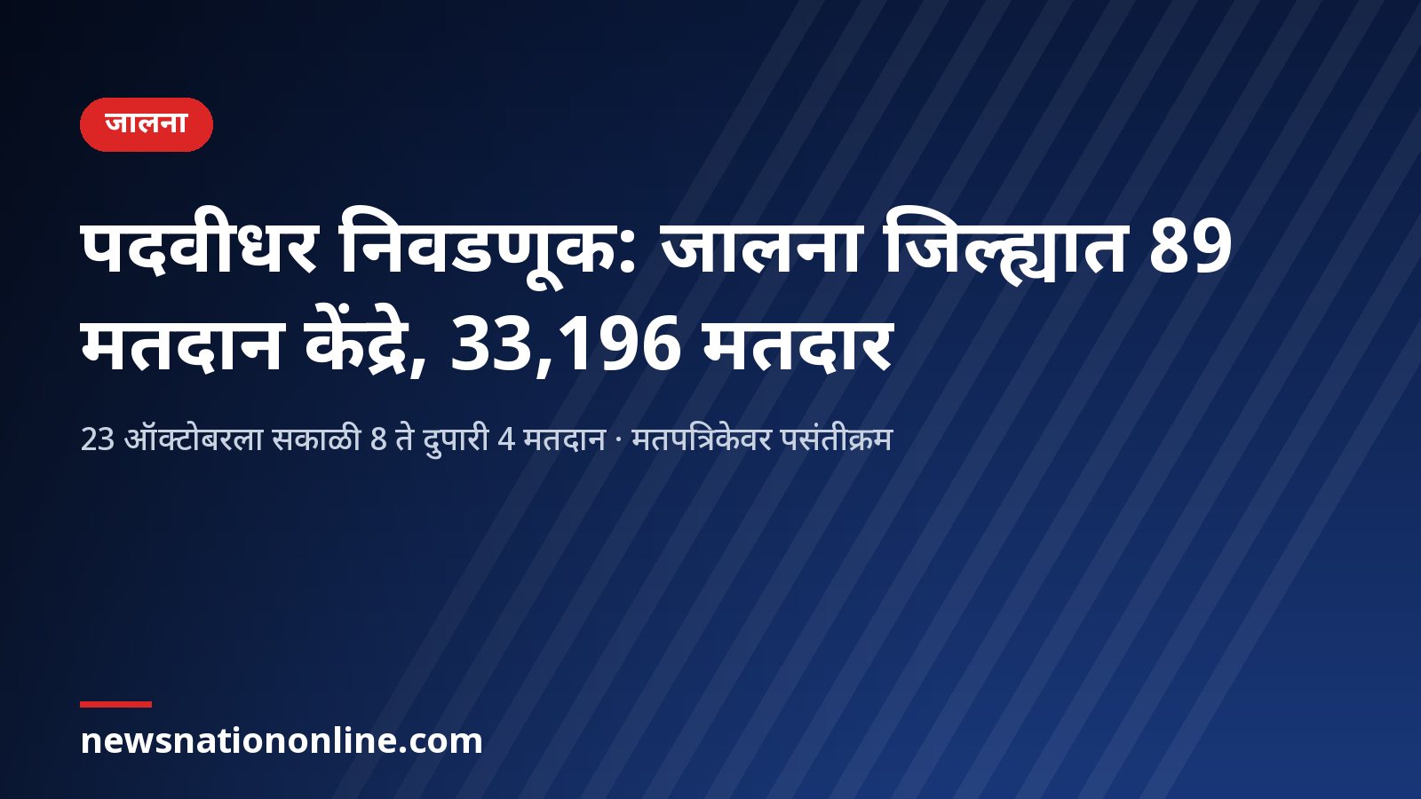 जालना जिल्ह्यातील पदवीधर निवडणूक: 89 मतदान केंद्रे आणि 33,196 मतदार दर्शवणारे माहिती कार्ड