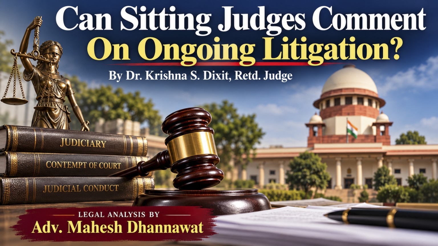 Can Sitting Judges Comment on Ongoing Litigation - NewsNation Online Supreme Court of India, judicial conduct and Adv. Mahesh Dhannawat legal analysis
