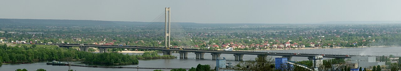 Kyiv's Southern Bridge across the Dnipro River, one of the capital's key transport links targeted in October 2026 air strikes