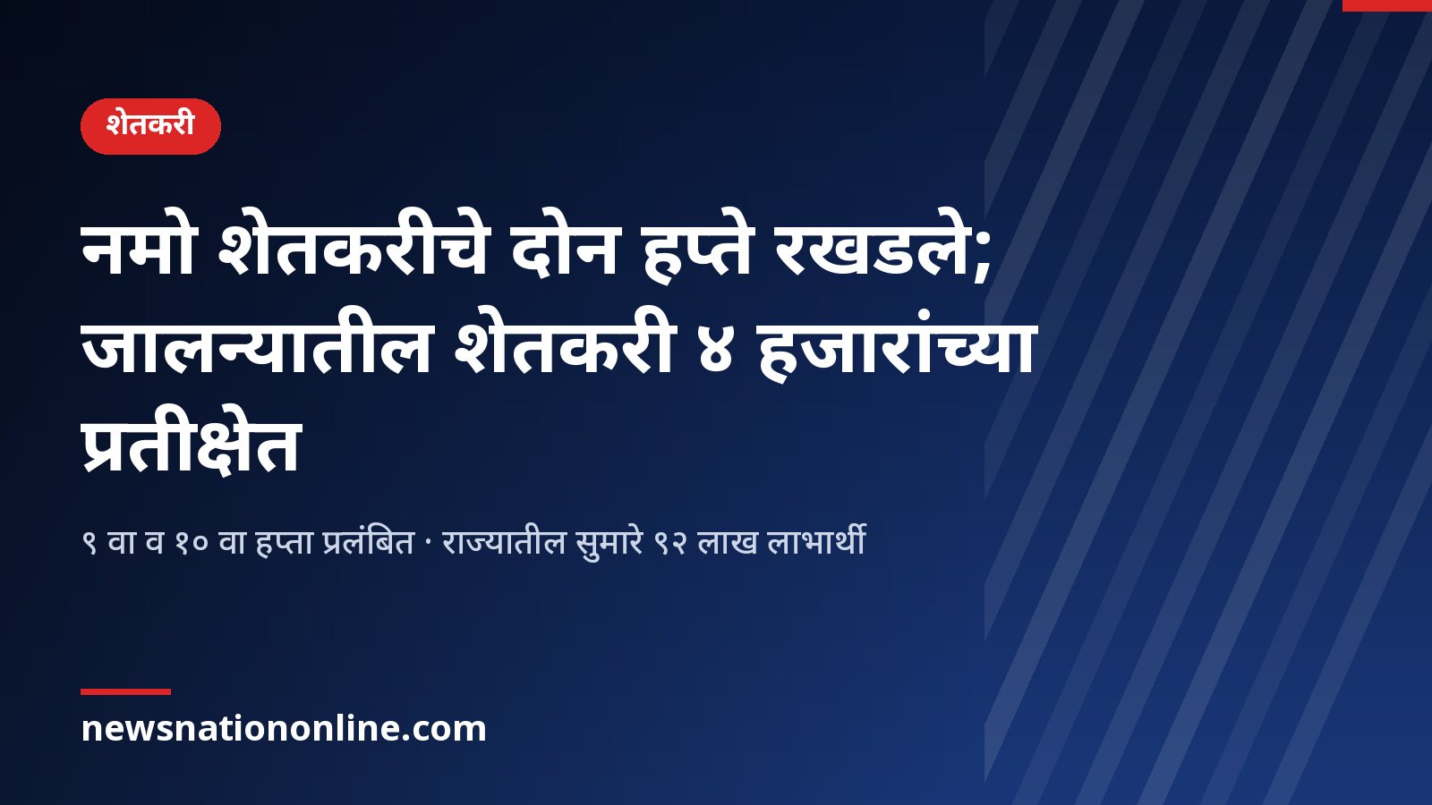 Namo Shetkari pending installments Jalna farmers - NewsNation Online नमो शेतकरी महासन्मान निधीचे नववा व दहावा हप्ते रखडल्याची माहिती देणारे ग्राफिक, जालना