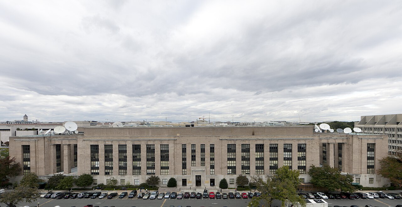 Historic Social Security Building in Washington, DC; archival illustrative photograph.