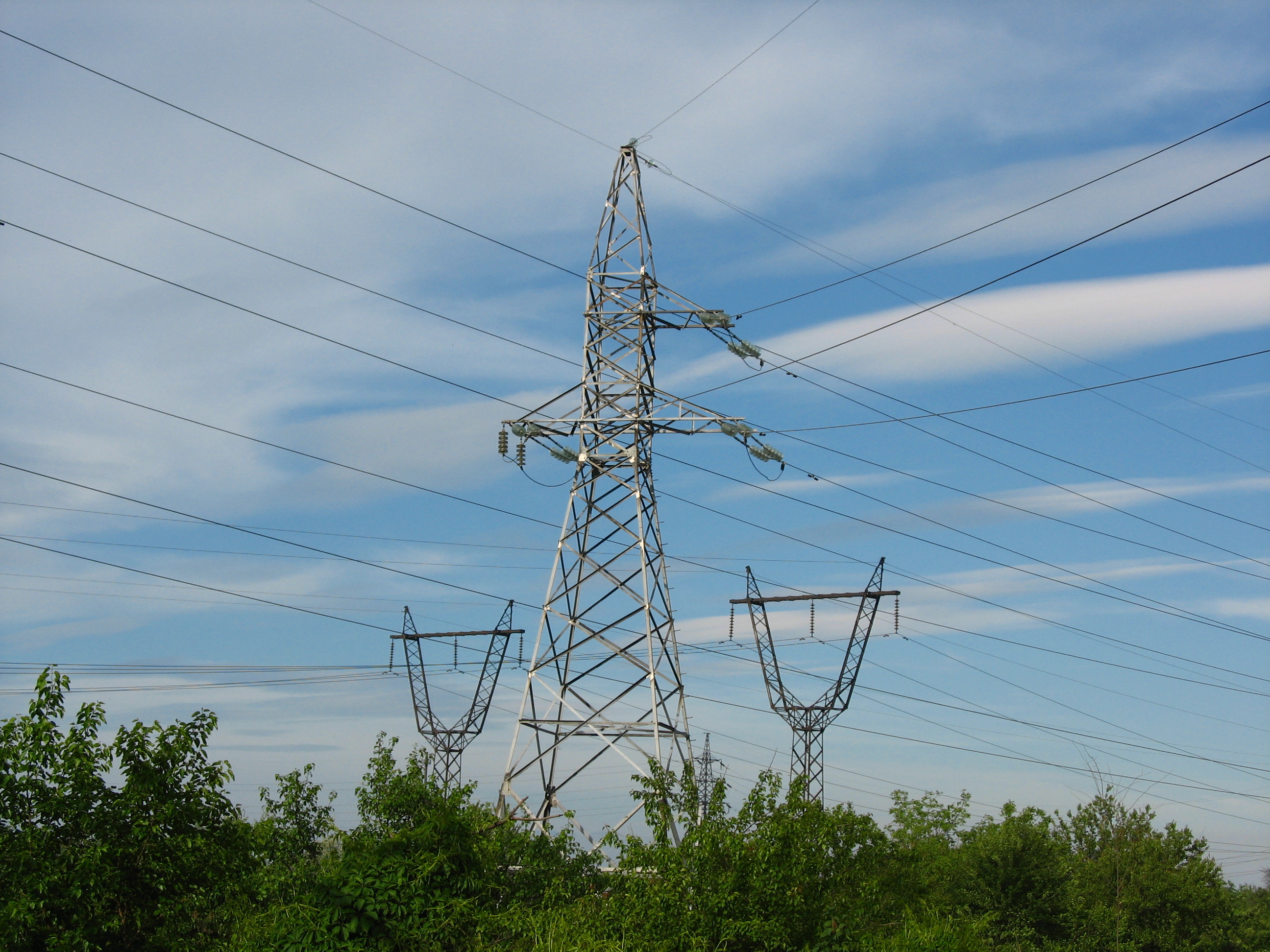 Electricity transmission pylons in Ukraine, archival illustrative photograph